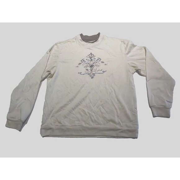 Blair Sweaters - Vintage Wom LG Floral Filigree Embroidered Granny CottageCore LongSleeve Sweater